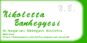 nikoletta banhegyesi business card
